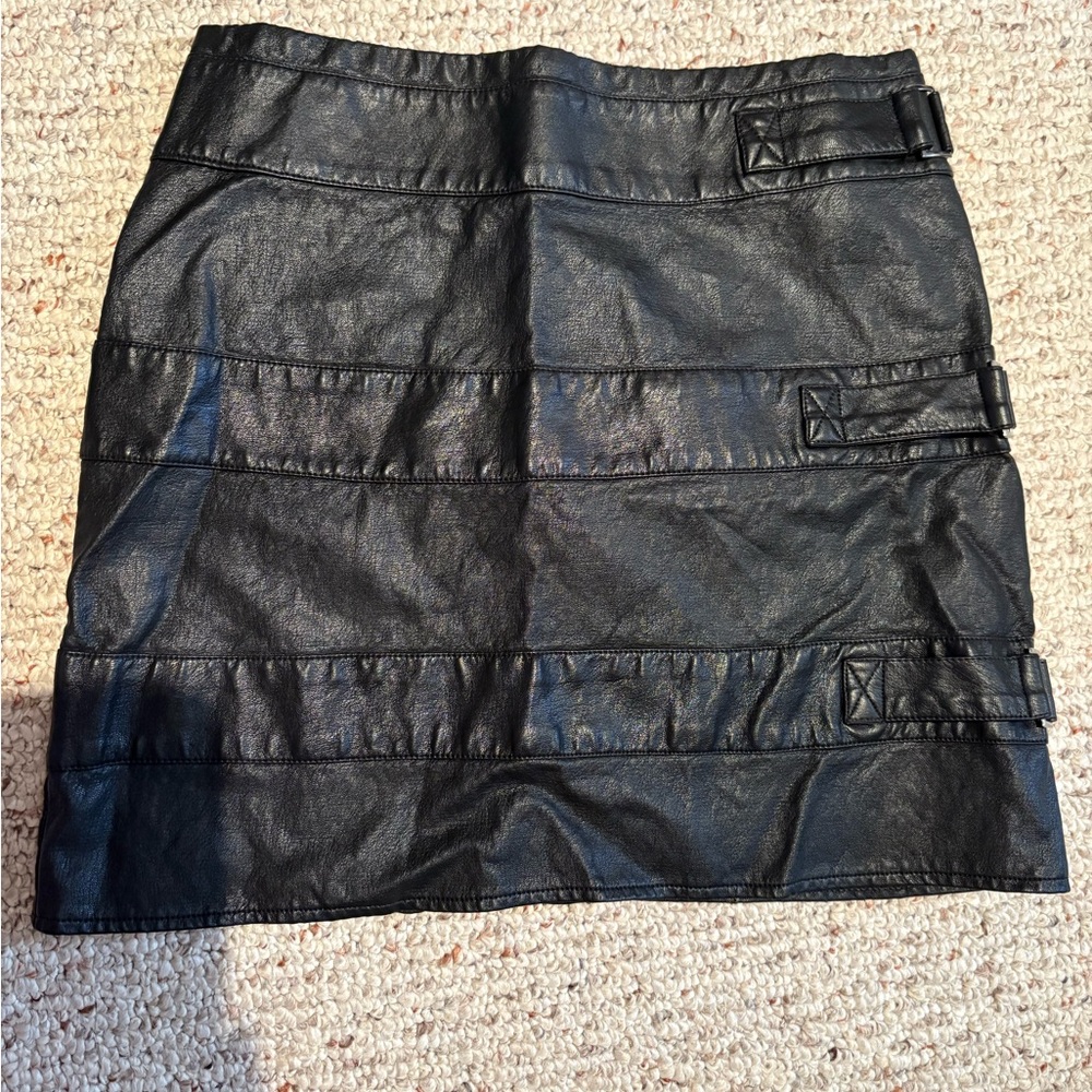 Angel Biba Black Faux Leather Mini Skirt